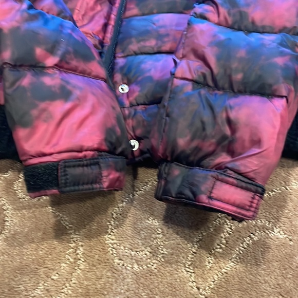 Fuchsia & black thick puffer jacket coat with hood, American Eagle S - Picture 7 of 9